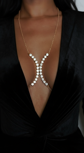 Crystal Glam Rhinestone Bra Chain - Gold